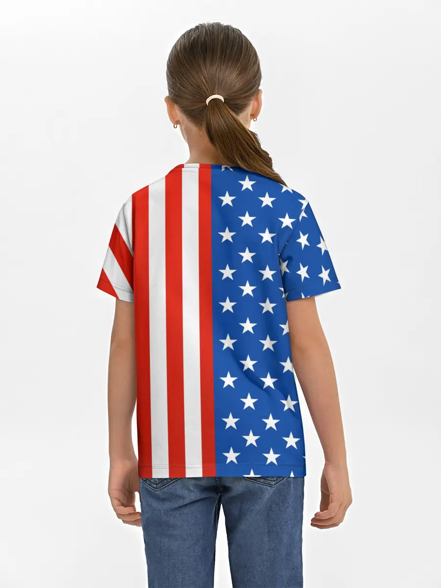 Детская базовая футболка / Американский Флаг