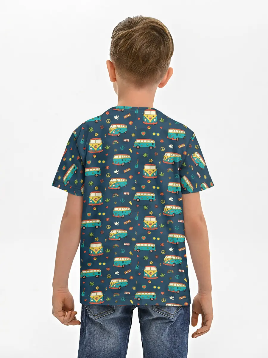 Детская базовая футболка / Фургоны хиппи