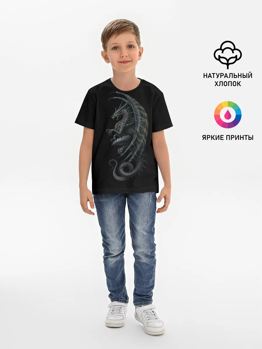 Детская базовая футболка / Black Dragon