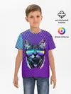 Детская базовая футболка / Кот очки наушники модный