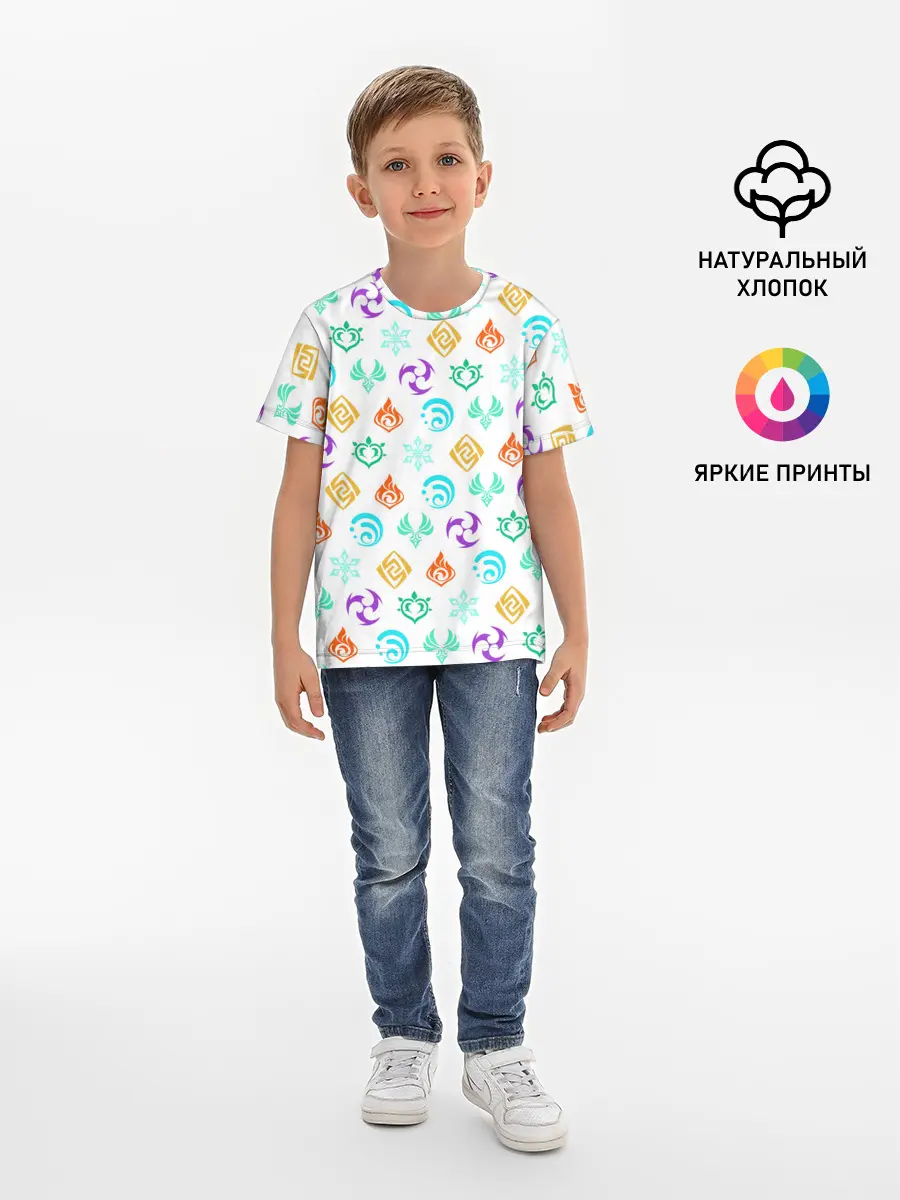 Детская базовая футболка / GENSHIN IMPACT ЭМБЛЕМЫ