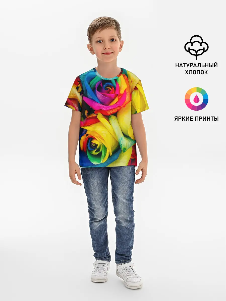 Детская базовая футболка / Разноцветные розы