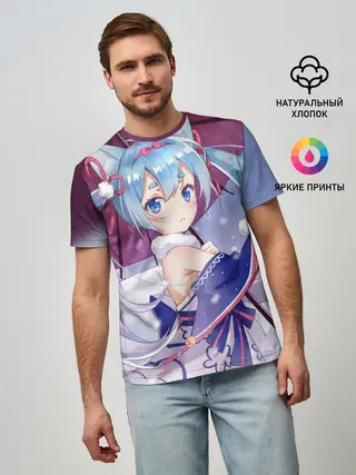 Мужская базовая футболка / Хацуне Мику с зонтом