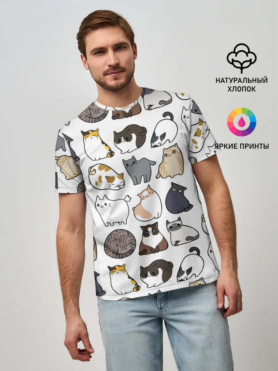 Мужская базовая футболка / Котики