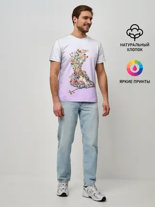 Мужская базовая футболка / акварельная птичка