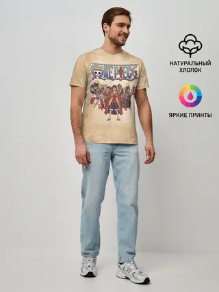 Мужская базовая футболка / Персонажи One Piece. Большой куш