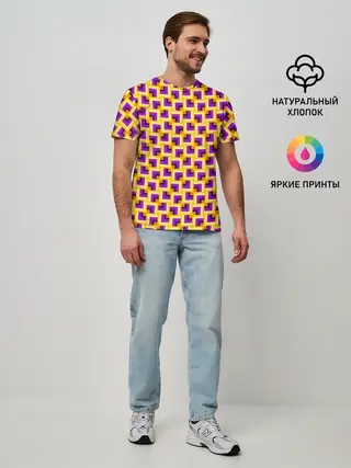 Мужская базовая футболка / Фон с квадратами