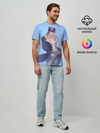 Мужская базовая футболка / Joutarou Kuujou на синем