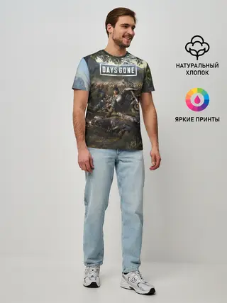 Мужская базовая футболка / Days gone Дикон и толпа фриков