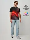Мужская базовая футболка / BLACK RED WAVES | АБСТРАКЦИЯ