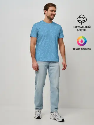 Мужская базовая футболка / Рыбки на голубом