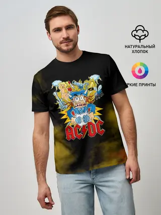Мужская базовая футболка / Карикатура Ангус Янг - AC/DC
