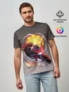 Мужская базовая футболка / Чуя Накахара на мотоцикле взрыв