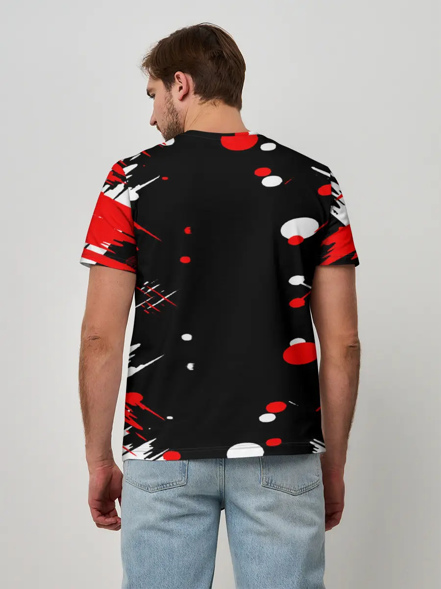 Мужская базовая футболка / Хвост Феи красно-черная геометрия