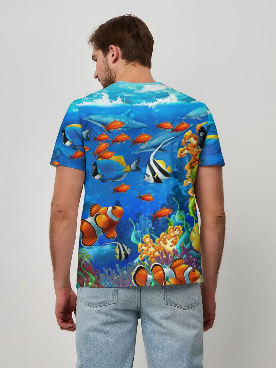 Мужская базовая футболка / Коралловые рыбки
