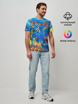 Мужская базовая футболка / Коралловые рыбки