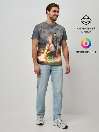 Мужская базовая футболка / Ким чен ын на Единороге