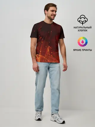 Мужская базовая футболка / ПЛАМЯ 3D