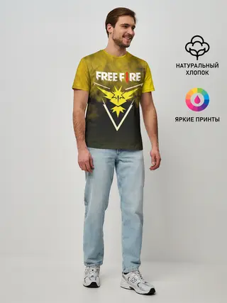 Мужская базовая футболка / FREEFIRE | YELLOW SMOKE