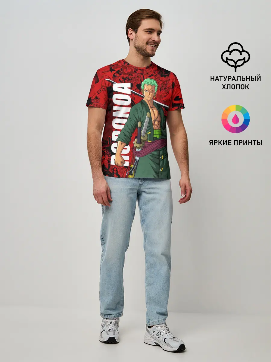 Мужская базовая футболка / Ророноа Зоро, One Piece