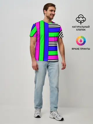 Мужская базовая футболка / Полосатый яркий летний узор