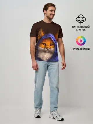 Мужская базовая футболка / Лисенок в капюшоне