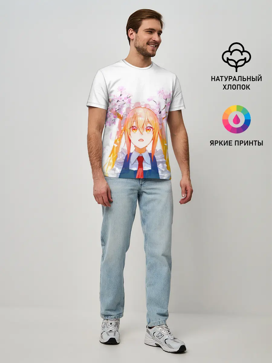 Мужская базовая футболка / Горничная Мисс Кобаяши расцветает Тору