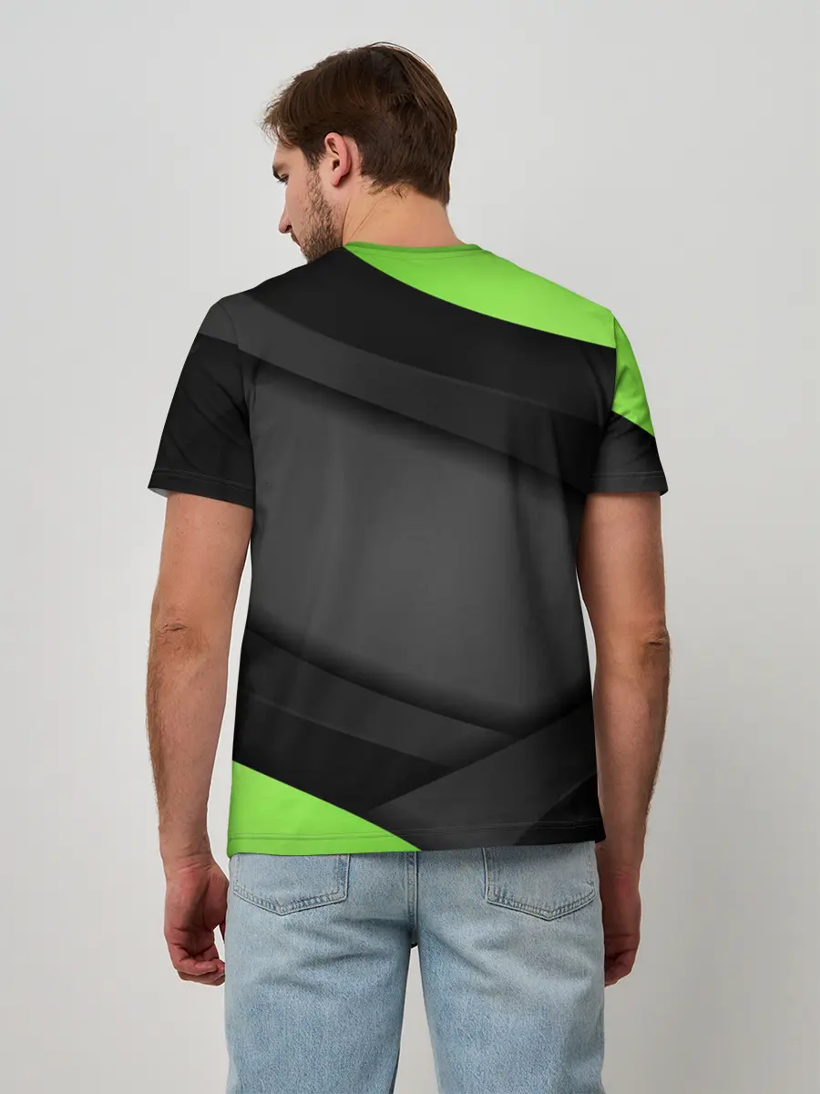 Мужская базовая футболка / Green / Black