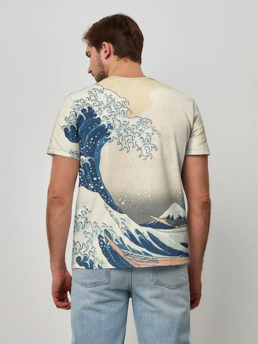 Мужская базовая футболка / Большая волна в Канагаве