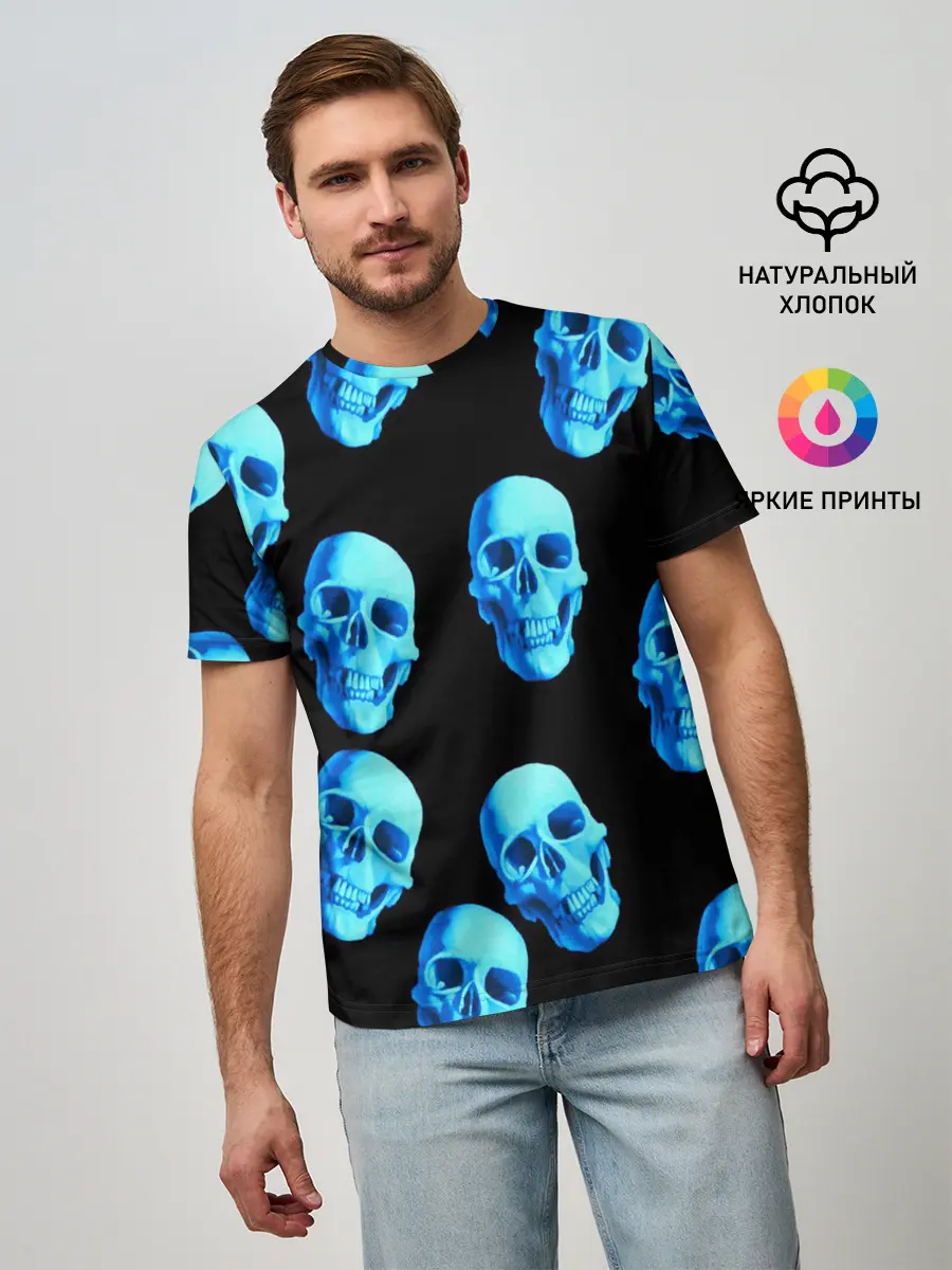 Мужская базовая футболка / Черепа стиль