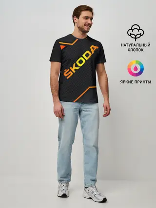 Мужская базовая футболка / Skoda Gold | Шкода