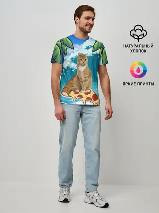 Мужская базовая футболка / Сёрфинг на Пицце