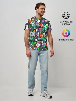 Мужская базовая футболка / Geometry Dash | Pattern