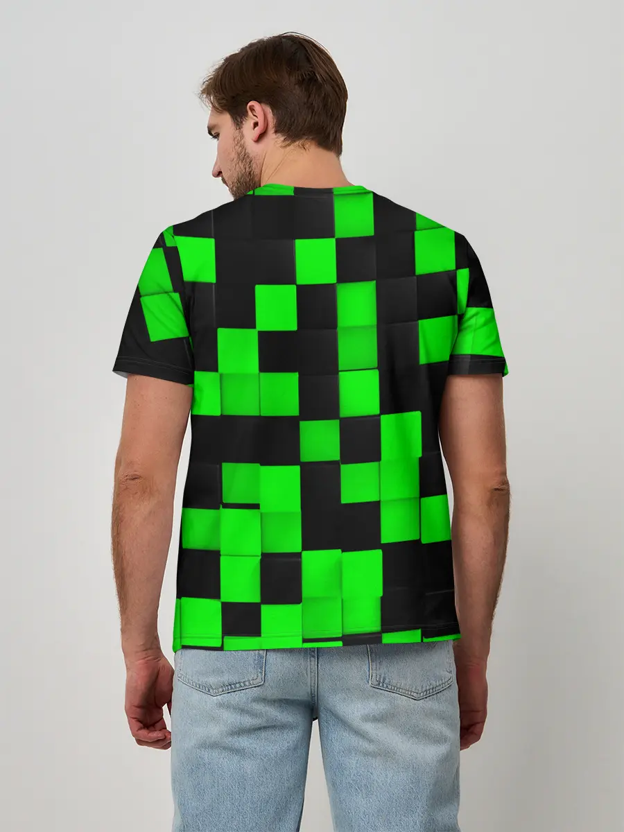 Мужская базовая футболка / ЗЕЛЕНЫЕ КУБИКИ
