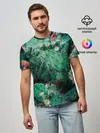 Мужская базовая футболка / кактусы с цветами реализм