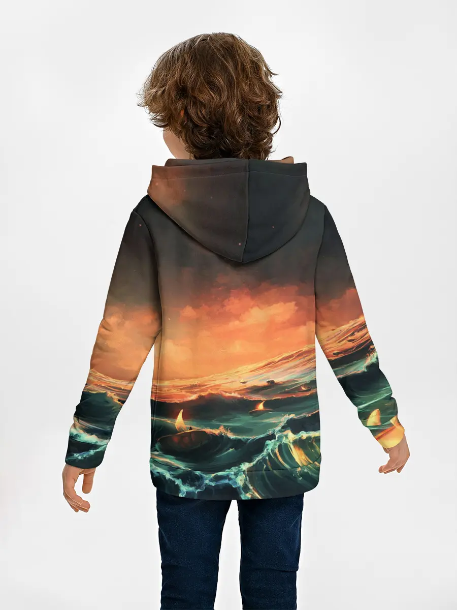 Детское худи / Фэнтези море корабли закат