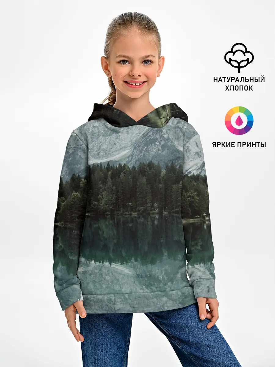 Детское худи / отражение горы в озере