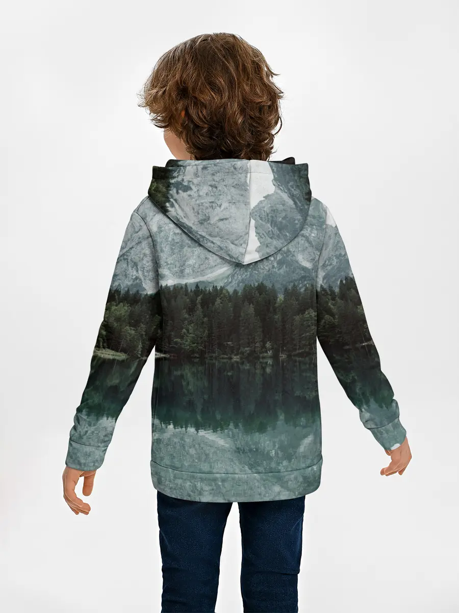 Детское худи / отражение горы в озере