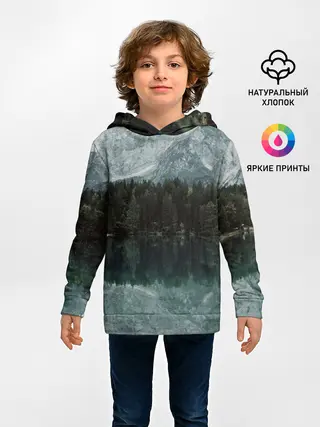 Детское худи / отражение горы в озере