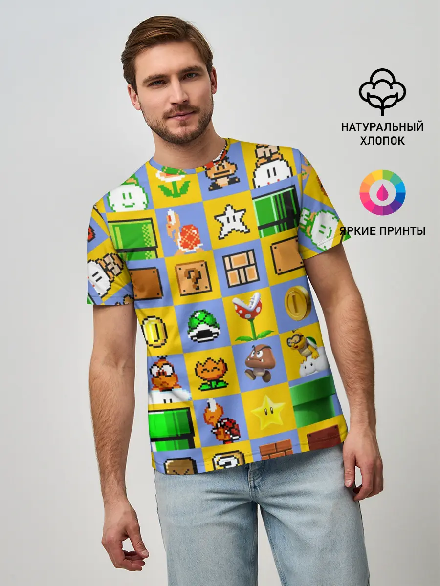 Мужская базовая футболка / Super Mario Pop art