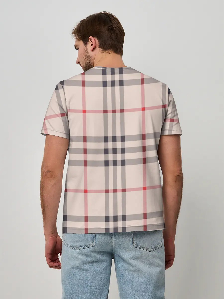 Мужская базовая футболка / Светлая клетка