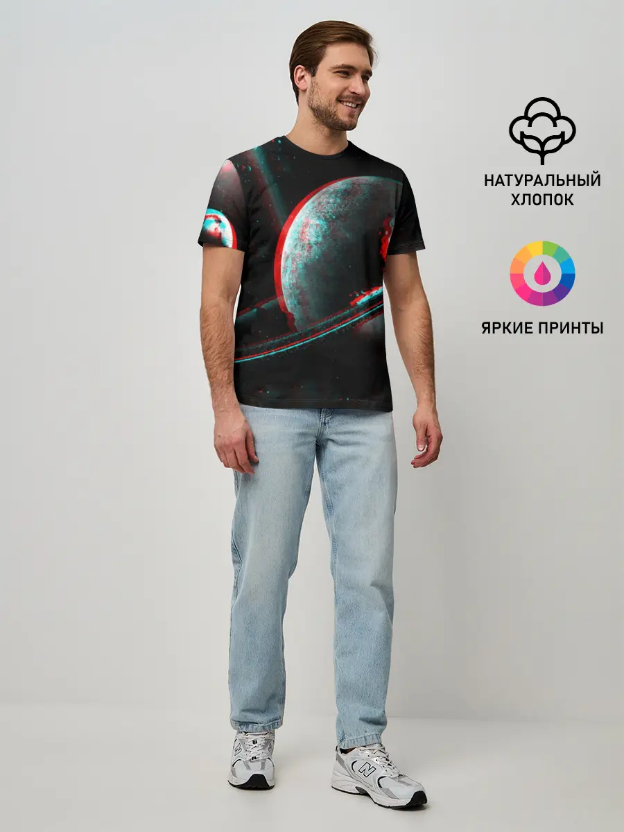 Мужская базовая футболка / Cosmos Glitch