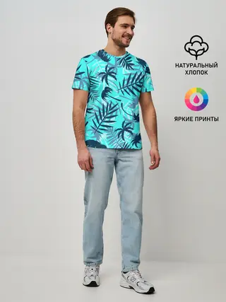 Мужская базовая футболка / ТРОПИЧЕСКИЕ ПАЛЬМЫ.