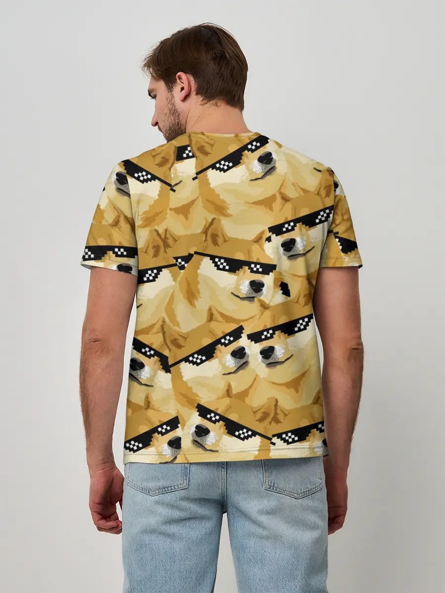 Мужская базовая футболка / Doge мем в deal with it очках