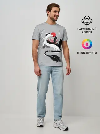 Мужская базовая футболка / Тихиро гладит Хаку