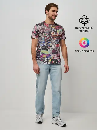 Мужская базовая футболка / Набор Стикеров