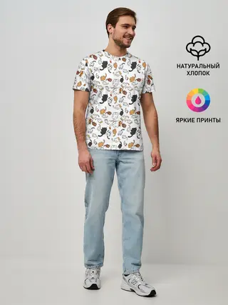 Мужская базовая футболка / КОТИКИ