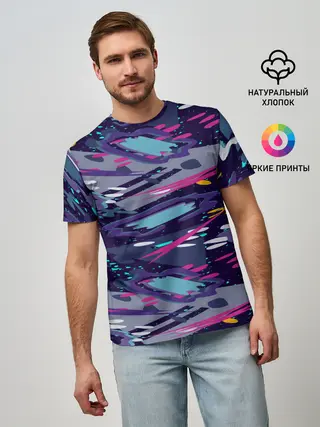Мужская базовая футболка / Космический абстрактный паттерн