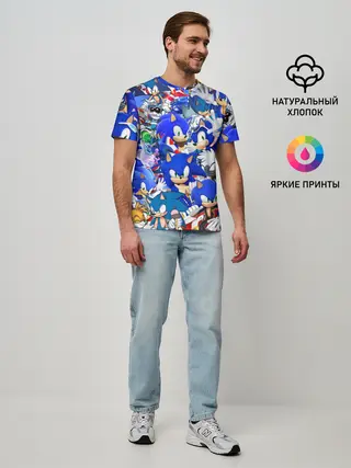 Мужская базовая футболка / SONIC СИНИЙ ЁЖ СОНИК