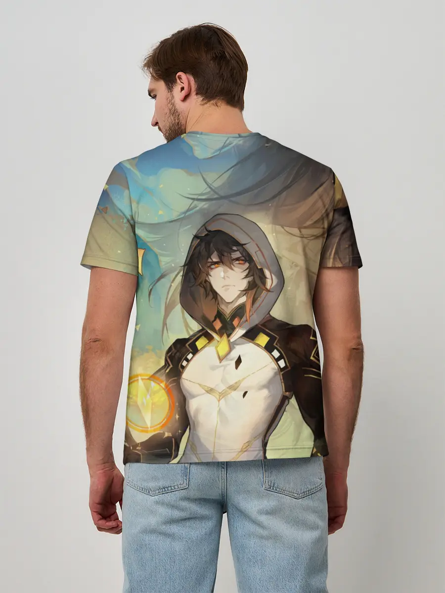 Мужская базовая футболка / Чжун Ли, Zhongli, Genshin Impact